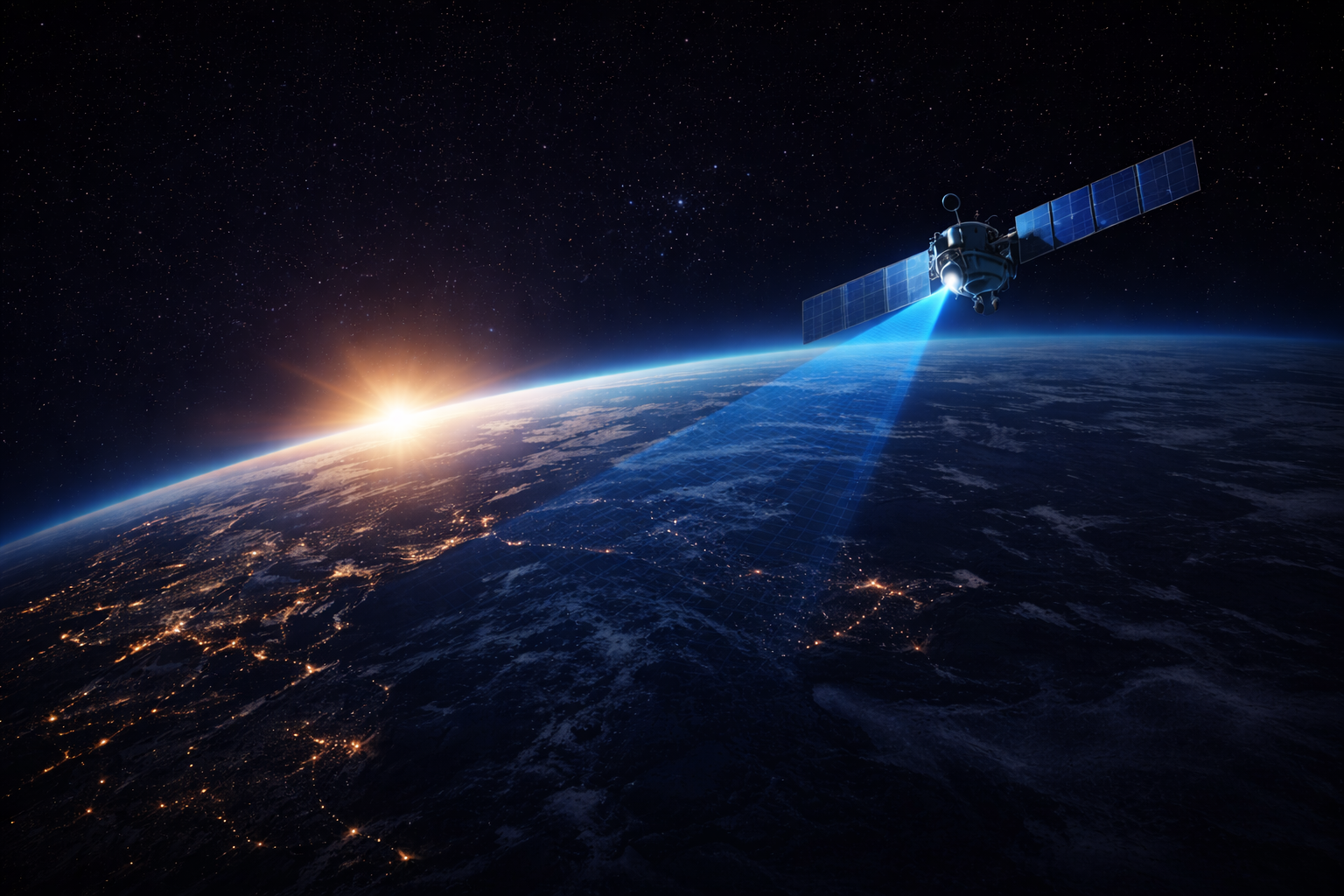 Abstract space-to-ground visualization representing Gaia